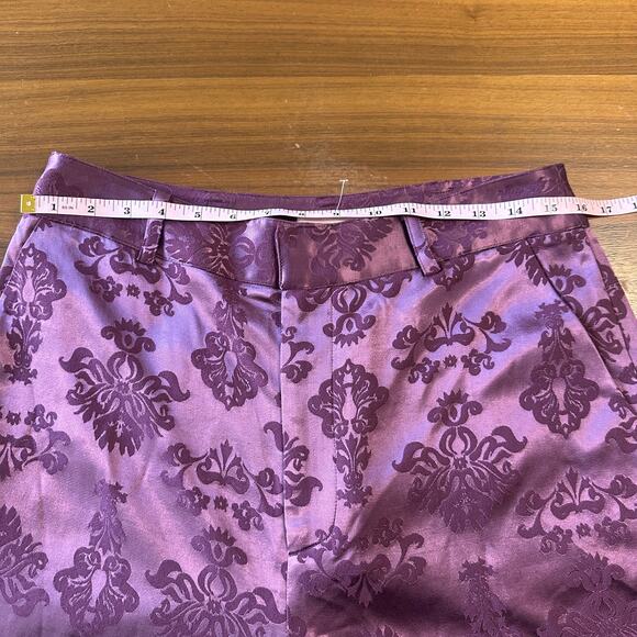 Cinq A Sept Jacquard Collins Pant, Satin Brocade, Fig Burgandy, Holiday, size 10 - Picture 4 of 8